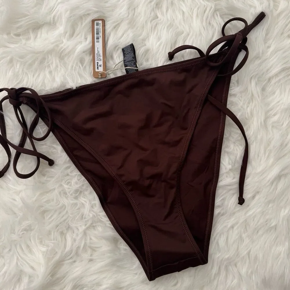 Skims Swim Low Rise Tie Bikini Bottom Cocoa Size 2X